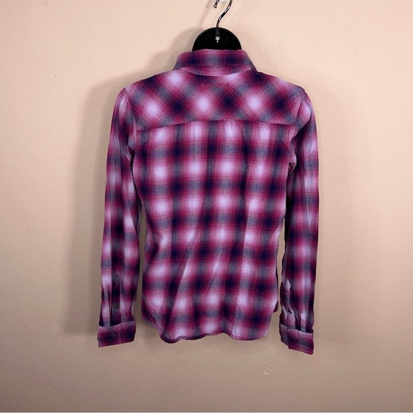 Small Noble Outfitters Womens Purple Pink Fuchsia Cotton Flannel Long Sleeve - Picture 7 of 16